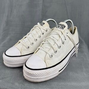 Converse All Star Platform‎ Low Top Sneakers Canvas White Womens Size 7.5
